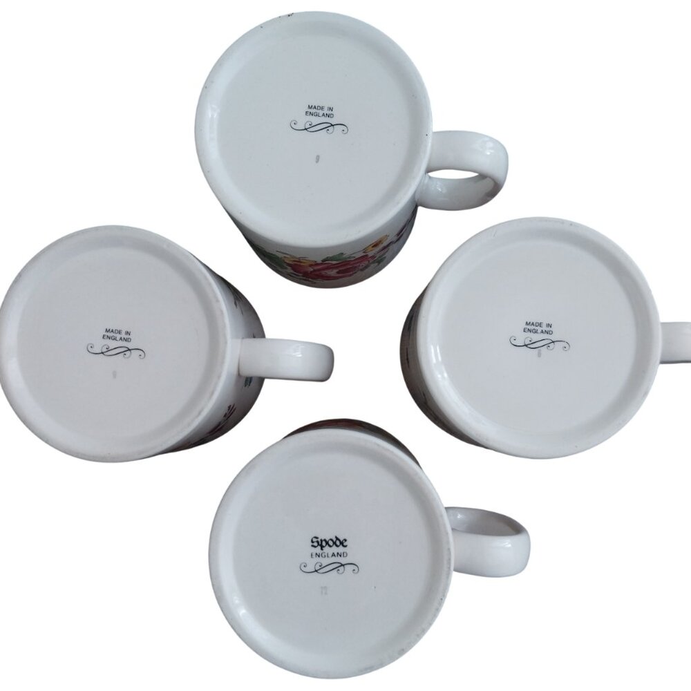 Spode Marlborough Sprays Mug Bundle Set of 4 Like New Cream with Floral Design - Picture 3 of 14